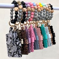 Simple Style Solid Color Pu Leather Patchwork Keychain main image 1