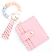 Simple Style Solid Color Pu Leather Patchwork Keychain main image 6