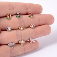 1 Piece Commute Heart Shape Key Copper Inlay Artificial Gemstones Ear Studs main image 3