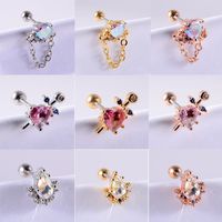 1 Piece Commute Heart Shape Key Copper Inlay Artificial Gemstones Ear Studs main image 5