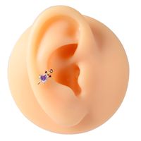 1 Piece Commute Heart Shape Key Copper Inlay Artificial Gemstones Ear Studs main image 6