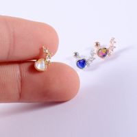 1 Piece Simple Style Waves Heart Shape Butterfly Plating Inlay Stainless Steel Artificial Gemstones Ear Studs main image 5
