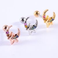 1 Piece Simple Style Waves Heart Shape Butterfly Plating Inlay Stainless Steel Artificial Gemstones Ear Studs main image 4