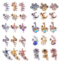1 Piece Simple Style Waves Heart Shape Butterfly Plating Inlay Stainless Steel Artificial Gemstones Ear Studs main image 1