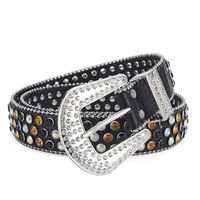 Punk Streetwear Solid Color Pu Leather Alloy Diamond Unisex Leather Belts main image 5