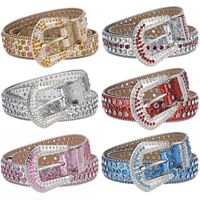 Punk Streetwear Solid Color Pu Leather Alloy Diamond Unisex Leather Belts main image 6