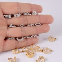 1 Piece Lady Leaves Heart Shape Stainless Steel Copper Inlay Zircon Ear Studs main image 6