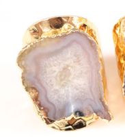Casual Irregular Crystal Agate Gold Plated Crystal Wholesale Open Ring sku image 1