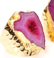 Casual Irregular Crystal Agate Gold Plated Crystal Wholesale Open Ring sku image 2