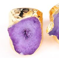 Casual Irregular Crystal Agate Gold Plated Crystal Wholesale Open Ring sku image 3