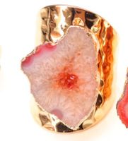 Casual Irregular Crystal Agate Gold Plated Crystal Wholesale Open Ring sku image 5