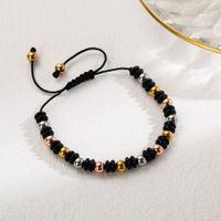Ins Style Human Cross Stainless Steel Stone Beaded Plating Inlay Artificial Gemstones Gold Plated Bracelets main image 5