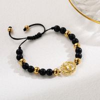 Ins Style Human Cross Stainless Steel Stone Beaded Plating Inlay Artificial Gemstones Gold Plated Bracelets main image 3