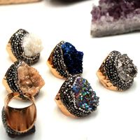 Shiny Irregular Crystal Metal Crystal Rhinestones Wholesale Open Ring main image 1