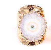 Exaggerated Irregular Flower Gem Metal Gold Plated Gem Crystal Wholesale Open Ring sku image 3
