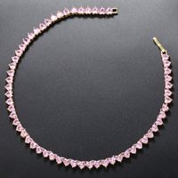 Luxurious Heart Shape Copper 18k Gold Plated Zircon Bracelets Necklace In Bulk main image 4