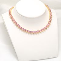 Luxurious Heart Shape Copper 18k Gold Plated Zircon Bracelets Necklace In Bulk main image 6