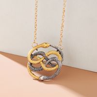 Original Design Snake Alloy Hollow Out 14k Gold Plated Couple Pendant Necklace main image 4
