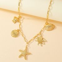 Tropical Starfish Conch Alloy Plating Women's Necklace sku image 1