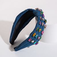 Elegant Solid Color Cloth Inlay Rhinestones Glass Hair Band main image 5