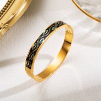 Ethnic Style Devil's Eye Heart Shape Stainless Steel Enamel Gold Plated Bangle sku image 5