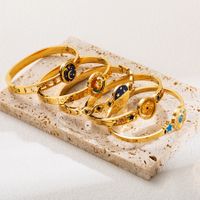 Wholesale Elegant Star Moon Stainless Steel Gold Plated Bangle main image 1