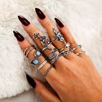 Vintage Style Geometric Feather Flower Artificial Crystal Alloy Wholesale Rings main image 1
