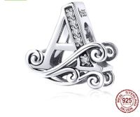 Retro Letter Sterling Silver Inlay Zircon Jewelry Accessories sku image 1