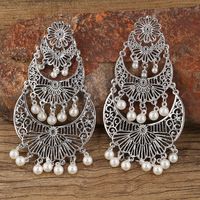 Wholesale Jewelry 1 Pair Ethnic Style Pearl Flower Alloy Chandelier Earrings main image 4