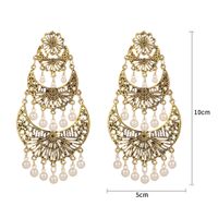 Wholesale Jewelry 1 Pair Ethnic Style Pearl Flower Alloy Chandelier Earrings sku image 1