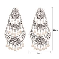 Wholesale Jewelry 1 Pair Ethnic Style Pearl Flower Alloy Chandelier Earrings sku image 2