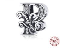 Retro Letter Sterling Silver Inlay Zircon Jewelry Accessories sku image 19