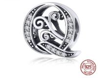 Retro Letter Sterling Silver Inlay Zircon Jewelry Accessories sku image 26