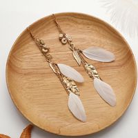 Wholesale Jewelry 1 Pair Ethnic Style Color Block Feather Drop Earrings main image 5