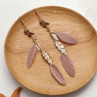 Wholesale Jewelry 1 Pair Ethnic Style Color Block Feather Drop Earrings main image 2
