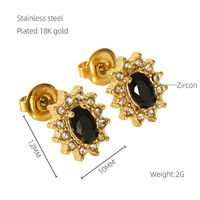 1 Pair Glam Sun Water Droplets Heart Shape Inlay Stainless Steel Rhinestones Zircon 18K Gold Plated Ear Studs sku image 5