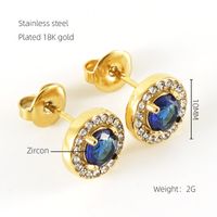 1 Pair Glam Sun Water Droplets Heart Shape Inlay Stainless Steel Rhinestones Zircon 18K Gold Plated Ear Studs sku image 8