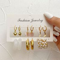 Wholesale Jewelry 1 Set Fashion Geometric Arylic Alloy Artificial Pearls Rhinestones Earrings main image 1