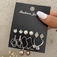 Wholesale Jewelry 1 Set Fashion Geometric Arylic Alloy Artificial Pearls Rhinestones Earrings main image 2