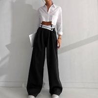 Women's Street Basic Solid Color Full Length Patchwork Pleated Casual Pants main image 2