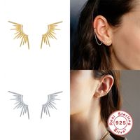 1 Paire Style Simple Couleur Unie Argent Sterling Placage Plaqué Or Boucles D'oreilles main image 5