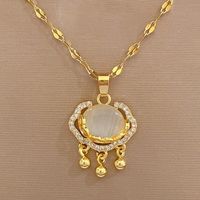 Vacation Lock Stainless Steel Copper Inlay Zircon Pendant Necklace main image 4