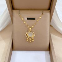 Vacation Lock Stainless Steel Copper Inlay Zircon Pendant Necklace main image 1