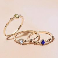Simple Style U Shape Copper Plating Inlay Artificial Gemstones 18k Gold Plated Rings main image 1