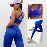 Casual Solid Color Nylon Round Neck Tracksuit Halter Crisscross Tank Straight Pants main image 5