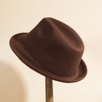 Unisex Vintage Style Solid Color Crimping Wide Eaves Fedora Hat sku image 2