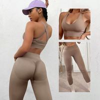 Casual Solid Color Nylon Round Neck Tracksuit Halter Crisscross Tank Straight Pants main image 6