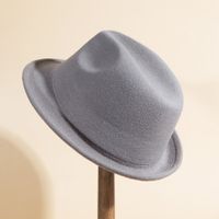 Unisex Vintage Style Solid Color Crimping Wide Eaves Fedora Hat sku image 3
