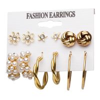 Wholesale Jewelry 1 Set Fashion Geometric Arylic Alloy Artificial Pearls Rhinestones Earrings sku image 21