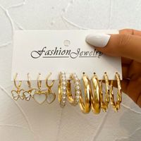 Wholesale Jewelry 1 Set Fashion Geometric Arylic Alloy Artificial Pearls Rhinestones Earrings sku image 17